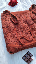 Hershey Kiss premium georgette chikankari tunic dress set by LVW Fashion, full image showing intricate embroidery and elegant design.