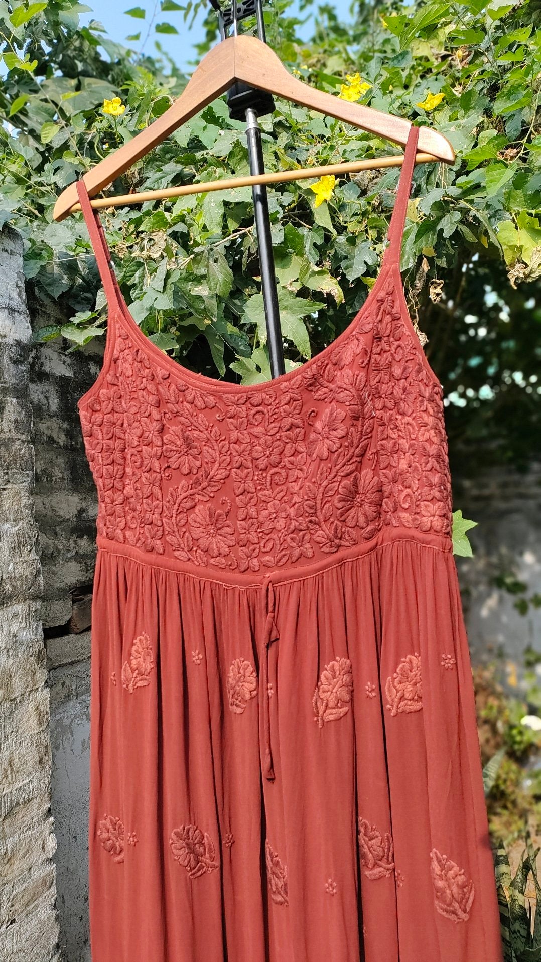 Hershey Kiss Premium Georgette Chikankari Tunic Dress Set by LVW Fashion, full set shown with intricate embroidery details.