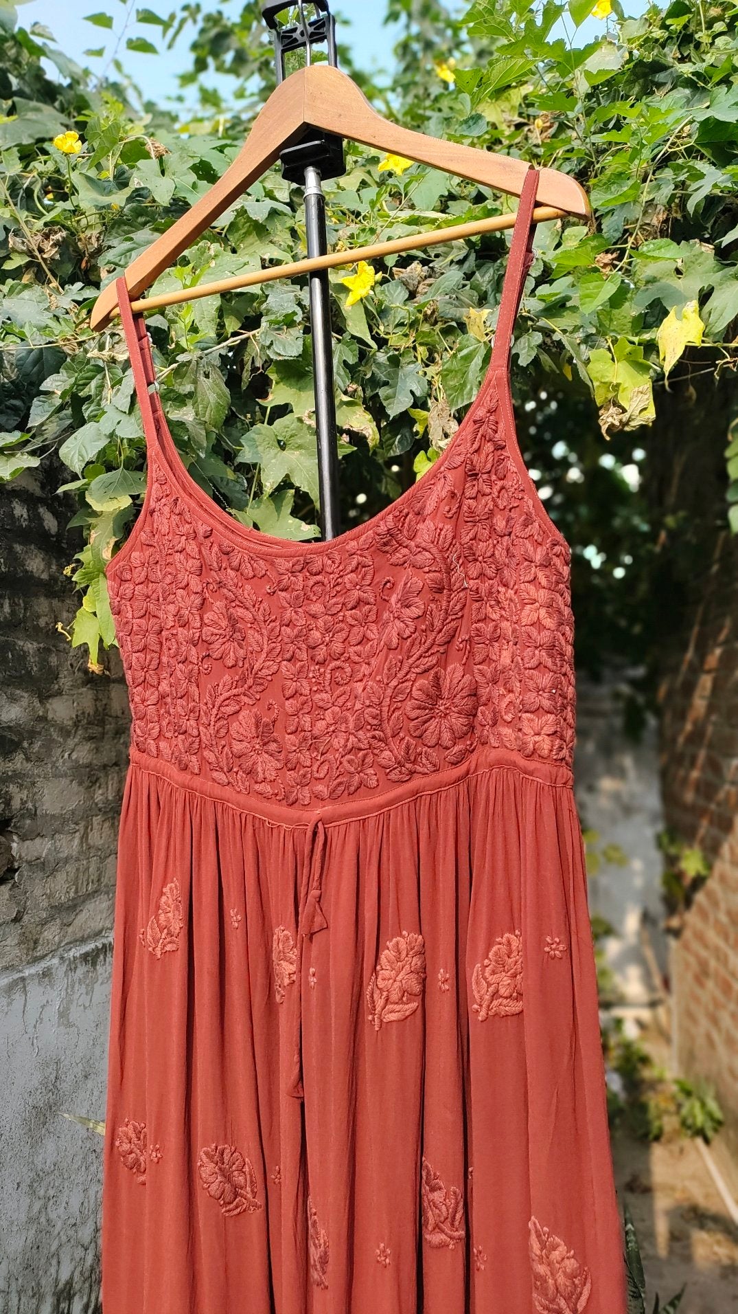 LVW Fashion Hershey Kiss premium georgette Chikankari tunic dress set with intricate embroidery, full-length and elegant design.