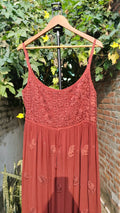 LVW Fashion Hershey Kiss Premium Georgette Chikankari Tunic Dress Set with intricate embroidery, full-length dress and matching dupatta.
