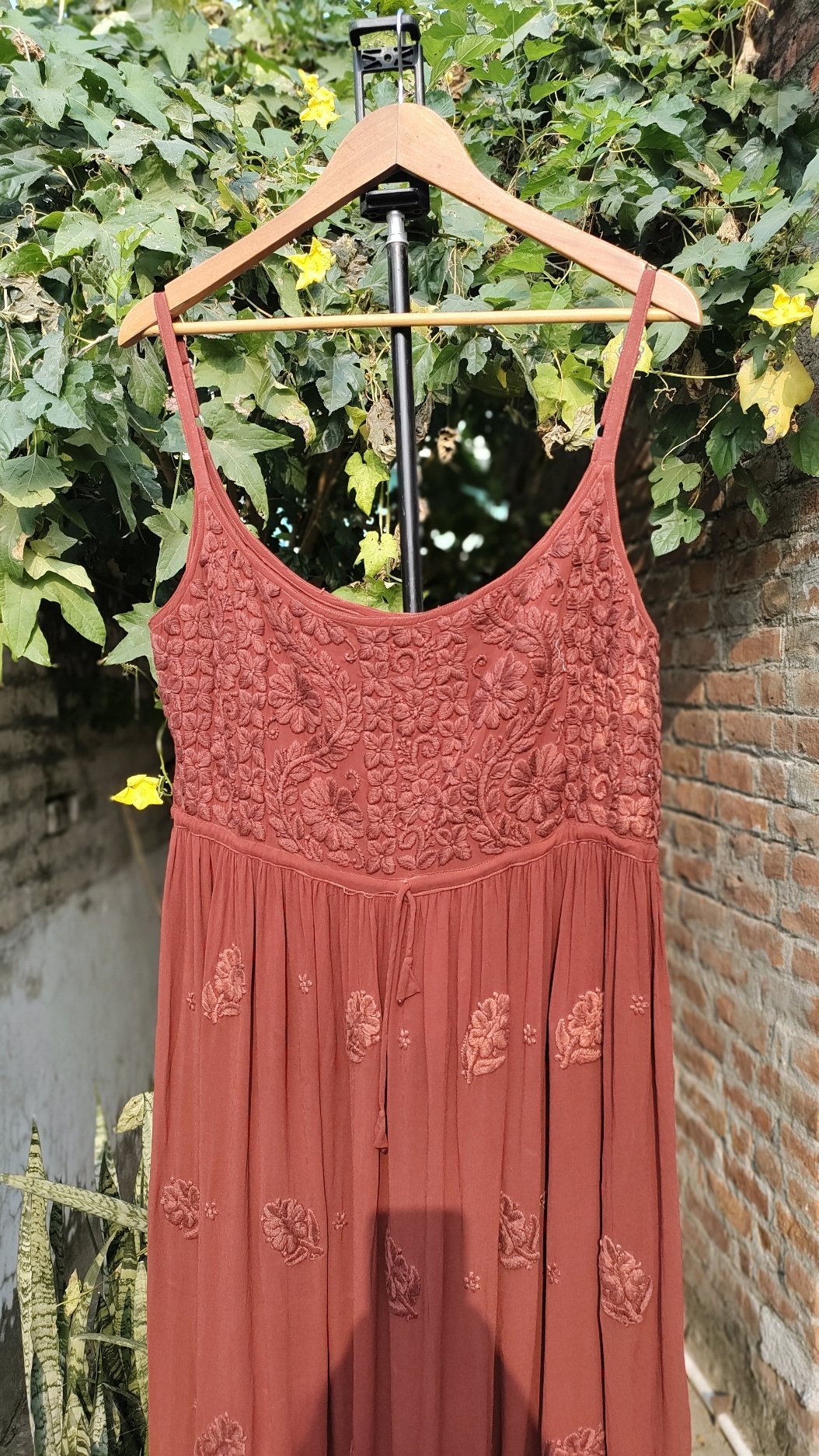 LVW Fashion Hershey Kiss Premium Georgette Chikankari Tunic Dress Set with intricate embroidery, full-length dress and matching dupatta.