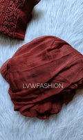 Hershey Kiss Premium Georgette Chikankari Tunic Dress Set by LVW Fashion, full-length view showing intricate embroidery and elegant design.