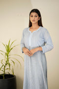 Gray Chikankari Gharara set from LVW Fashion, featuring intricate embroidery and a luxurious traditional look.
