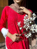 Hoorain red and white premium georgette Chikankari sharara set by LVW Fashion, full traditional embroidered Indian attire.