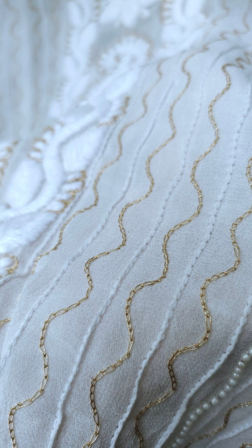 Luxurious Look premium georgette Chikankari kurta set with pearls, Kasab embroidery, and silk slip by LVW Fashion Luxurious Chikankari.