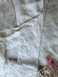 Luxurious Look Premium Georgette Chikankari Kurta Set with pearls, Kasab embroidery, and silk slip by LVW Fashion Luxurious Chikankari.