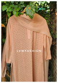 Elegant Powder Peach Georgette Chikankari Suit by LVW Fashion, featuring intricate hand embroidery and a full traditional ensemble.