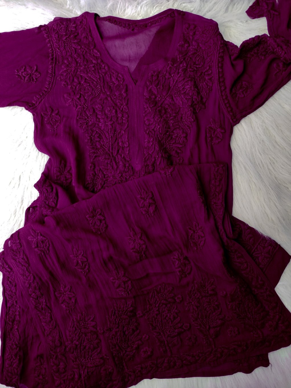 Premium pure georgette Chikankari suit by LVW Fashion, featuring intricate embroidery and full set in a luxurious design.