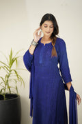 LVW Fashion Zohra Indigo Premium Georgette Chikankari Sharara Set with attractive bottom design, featuring intricate embroidery and elegant style.