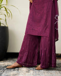 Zohra Mauve premium georgette Chikankari Sharara set with attractive bottom design by LVW Fashion, full traditional Indian outfit.