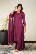 Zohra Mauve premium georgette Chikankari sharara set with intricate embroidery and attractive bottom design by LVW Fashion.