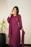 Zohra Mauve premium georgette Chikankari Sharara set with attractive bottom design, by LVW Fashion Luxurious Chikankari.
