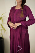 Zohra Mauve premium georgette Chikankari Sharara set by LVW Fashion with attractive bottom design, full traditional Indian attire.