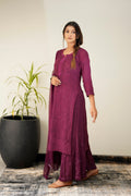 Zohra Mauve premium georgette Chikankari sharara set with intricate embroidery and attractive bottom design by LVW Fashion.