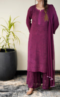 Zohra Mauve premium georgette Chikankari sharara set with attractive bottom design by LVW Fashion, full traditional outfit.