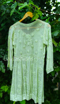Grayish-blue Gazal premium georgette Chikankari tunic dress by LVW Fashion, showcasing intricate embroidery and elegant design.