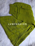 Green Haldi & Mehndi special premium georgette 3-piece set by LVW Fashion with intricate Chikankari embroidery.