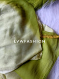LVW Fashion luxurious Chikankari green georgette 3-piece set for Haldi and Mehndi, with intricate embroidery and elegant design.
