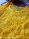 Green Haldi & Mehndi Special Premium Georgette 3-piece set with intricate Chikankari embroidery by LVW Fashion.