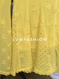 Luxurious green Haldi & Mehndi special premium georgette 3-piece set by LVW Fashion with intricate Chikankari embroidery.