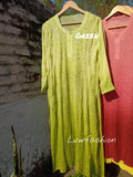 Green Haldi & Mehndi Special Premium Georgette 3-piece set by LVW Fashion with intricate Chikankari embroidery.
