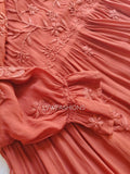 LVW Fashion luxurious Chikankari Hershey Kiss frill short top with stylish wrist detailing, elegant and intricate embroidery.
