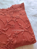 Hershey Kiss Chikankari frill short top by LVW Fashion, featuring intricate chikankari embroidery and stylish wrist details.