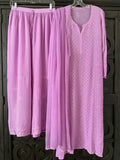 Inaayat Powder Lilac premium georgette Chikankari sharara plazzos set by LVW Fashion showing intricate embroidery and flowing fabric.