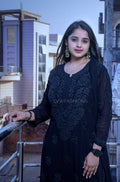Black Georgette Chikankari Kurta from LVW Fashion KAJAL Premium collection, featuring intricate embroidery and elegant design.