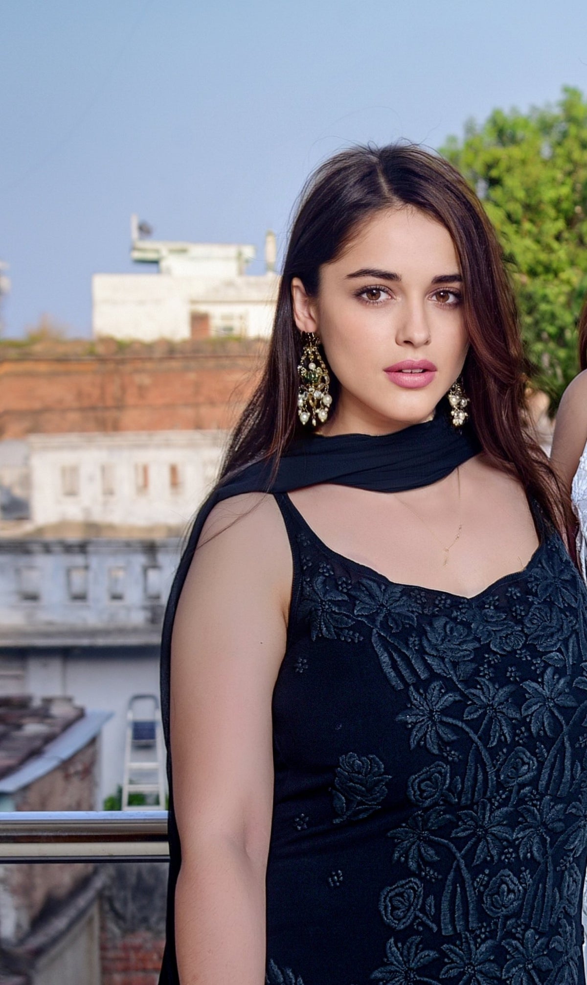 Black Georgette Tulip Chikankari Tunic Set by LVW Fashion, featuring elegant embroidery and a comfortable fit.