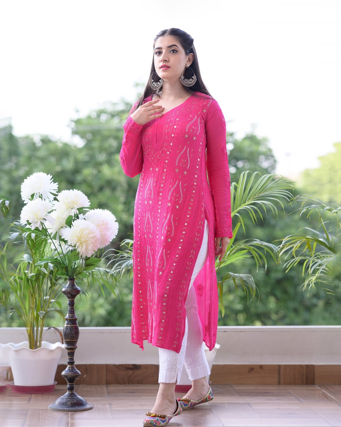 Luxurious Pearl Mirror Chikankari Kurta set by LVW Fashion Luxurious Look, featuring premium georgette fabric and intricate embroidery