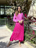 Beauty pink premium georgette chikankari look set featuring a kurta and dupatta from LVW Fashion Luxurious Chikankari collection.