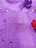Lavender Plum premium georgette kurta with slip featuring intricate chikankari embroidery from LVW Fashion Luxurious Chikankari.