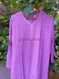 Lavender Plum Premium Georgette Kurta with Slip by LVW Fashion Luxurious Chikankari, showcasing intricate embroidery and elegant design.