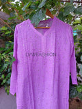 Lavender Plum premium georgette kurta with slip, luxurious LVW Fashion Chikankari embroidery, traditional Indian ethnic wear.