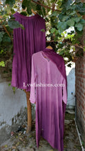 Lilac premium georgette 3-piece set with intricate chikankari and kamdani embroidery by LVW Fashion Luxurious Chikankari