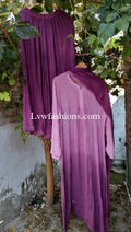 Lilac premium georgette 3-piece set with intricate chikankari and kamdani embroidery by LVW Fashion Luxurious Chikankari