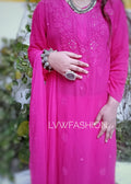Maroon premium georgette neck booties kurta with intricate Chikankari embroidery by LVW Fashion Luxurious.