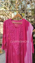 LVW Fashion Luxurious Chikankari Meer Kurta Duptaa Set featuring intricate pure Chikankari embroidery and a silk slip.