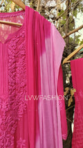 Meer Kurta Dupatta set with pure Chikankari embroidery and silk slip, luxurious LVW Fashion Chikankari ensemble.