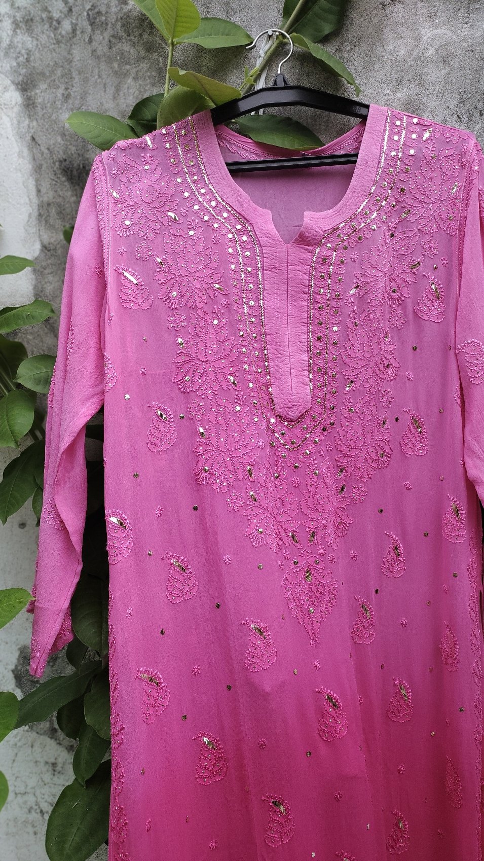 Mehak Premium Georgette Resham Embroidery Chikankari Kurta Set by LVW Fashion, showcasing intricate embroidery and elegant fabric design.