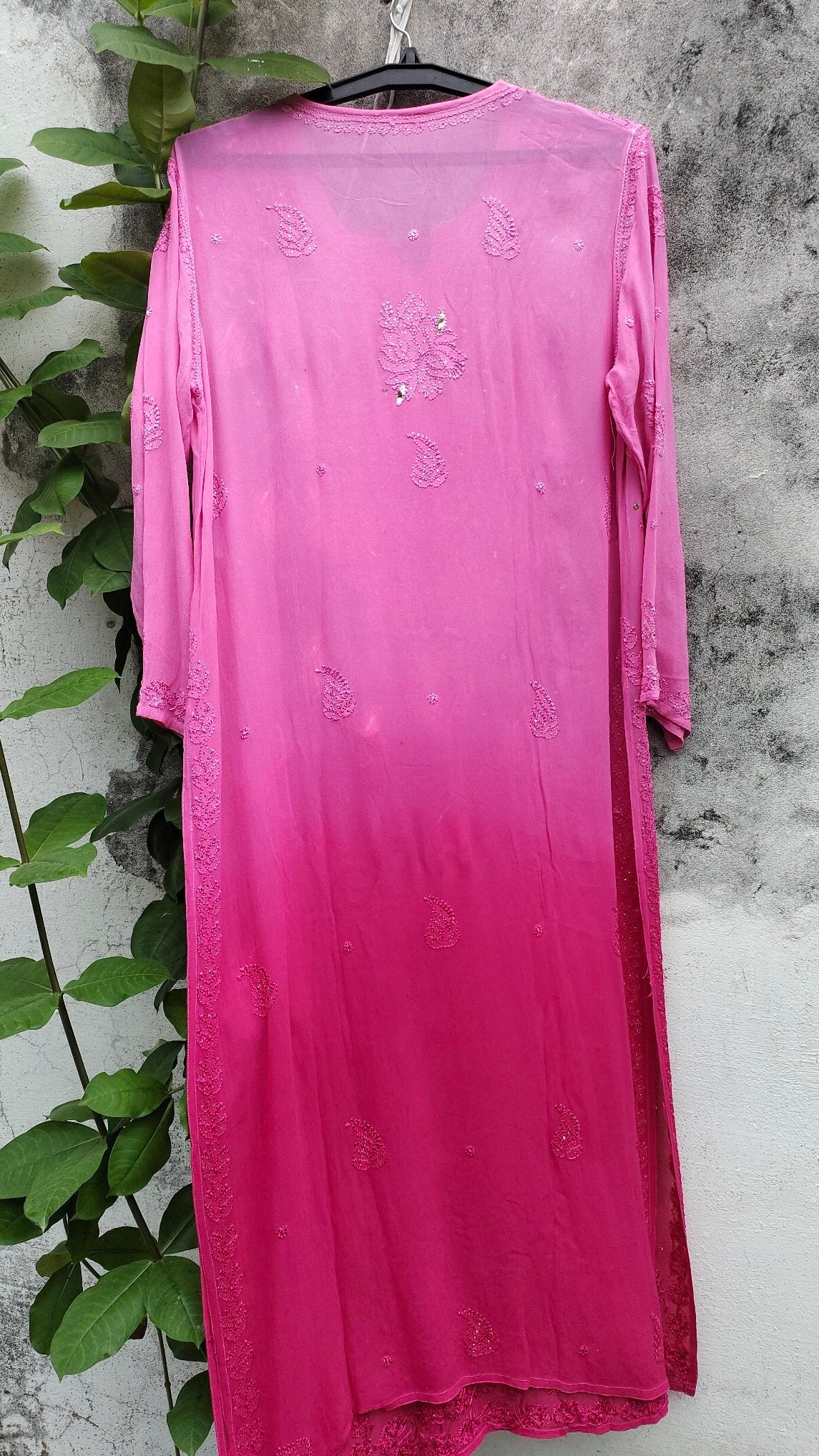 Mehak premium georgette kurta set with resham embroidery and chikankari detailing by LVW Fashion, showcasing intricate craftsmanship.