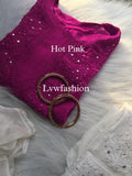 Luxurious midnight blue Georgette Kurta with neck booties and slip from LVW Fashion Luxurious Chikankari, elegant traditional wear.