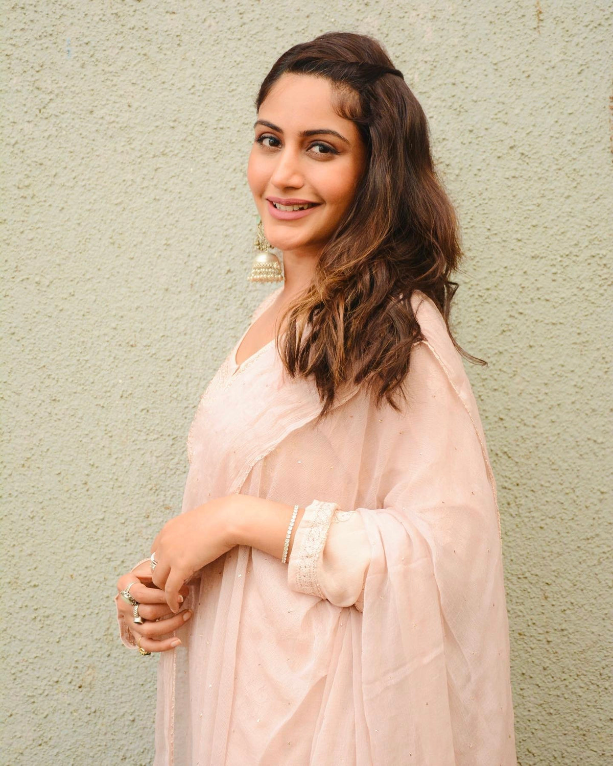 Celebrity-inspired look premium georgette chikankari kurta set by LVW Fashion Luxurious Chikankari with Resham embroidery.