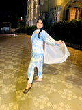 Cotton Chikankari Tie Dye Kurta Duptaa Set with Cotton Pant by LVW Fashion, featuring intricate embroidery and vibrant tie-dye pattern.