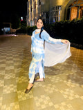 Cotton Chikankari Tie Dye Kurta Duptaa Set with Cotton Pant by LVW Fashion, featuring intricate embroidery and vibrant tie-dye pattern.