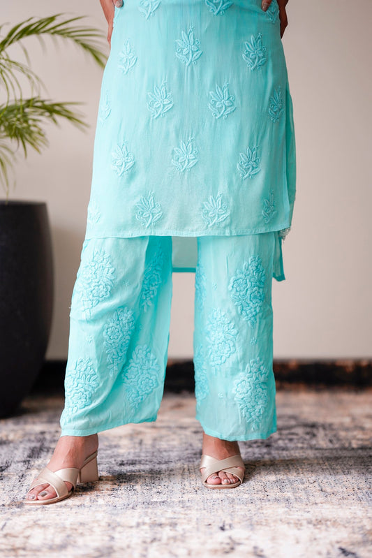 Heer Unique Bottom Design Premium Silk Chikankari Kurta Set