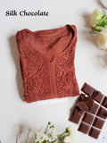 Mahira Silk Chocolate Premium Silk Chikankari Kurti with Inner by LVW Fashion, showcasing intricate embroidery and elegant design.
