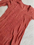 Mahira Silk Chocolate Premium Silk Chikankari Kurti with Inner, by LVW Fashion Luxurious Chikankari, showcasing intricate embroidery and silk fabric.