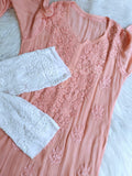 Luxurious Mahira Silk Chikankari Kurta Set by LVW Fashion featuring intricate classic embroidery on elegant silk fabric.